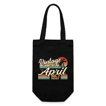 April 1957 Geburtstag Jahrgang 1957 Geschenkidee - Geschenkbeutel für Flaschen - Schwarz - Vorne