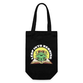 Leap Into Reading Cute Frog Bookworm Love To Read - Gift Bag for Bottles - black - Front