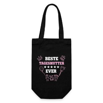 Erzieherin Abschied Kita Beste Tagesmutter - Geschenkbeutel für Flaschen - Schwarz - Vorne