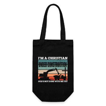 I'm A Christian Under Construction Sunday Worship - Geschenkbeutel für Flaschen - Schwarz - Vorne