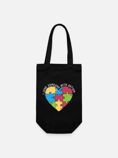 I Love Someone With Autism Awareness Month Puzzle - Geschenkbeutel für Flaschen - Schwarz