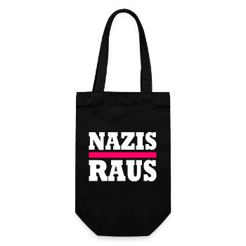 Nazis raus - Geschenkbeutel für Flaschen - Schwarz - Vorne
