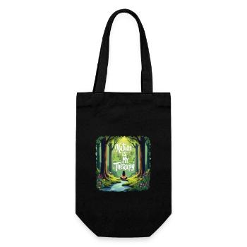 Nature is my Therapy - Meditation im Wald - Geschenkbeutel für Flaschen - Schwarz - Vorne
