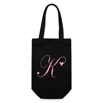 Monogramm K Herz Ranke - Geschenkbeutel für Flaschen - Schwarz - Vorne