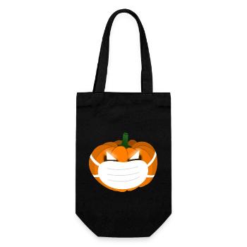 Halloween Kürbis Maske Geschenk - Geschenkbeutel für Flaschen - Schwarz - Vorne