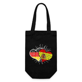 Deutschland Spanien Herzen Fußball Länderspiel - Geschenkbeutel für Flaschen - Schwarz - Vorne