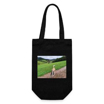 Awesome view with dog - Gift Bag for Bottles - black - Front