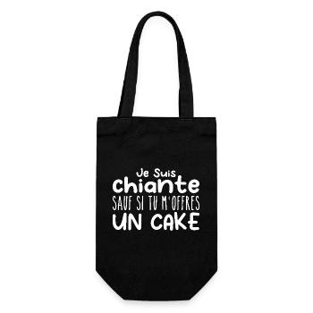 Frau, die anbetet: Kuchen. Lustiger Design-Humor - Geschenkbeutel für Flaschen - Schwarz - Vorne