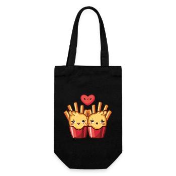 Frites Couple Amour Coeur Bande Dessinée - Sac à bouteille - noir - Devant