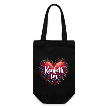 Konfetti im Herzen - Karnevals Party Geschenk - Geschenkbeutel für Flaschen - Schwarz - Vorne