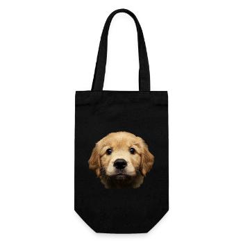 Golden Retriever - Geschenkbeutel für Flaschen - Schwarz - Vorne