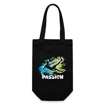 Passion – Fußball-Design für echte Kicker - Geschenkbeutel für Flaschen - Schwarz - Vorne