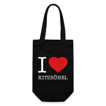 I LOVE KITZBÜHEL - Geschenkbeutel für Flaschen - Schwarz - Vorne