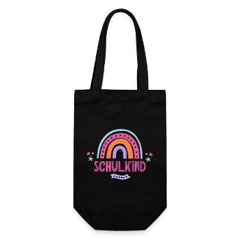Schulkind Regenbogen Pink für Mädchen Boho - Geschenkbeutel für Flaschen - Schwarz - Vorne