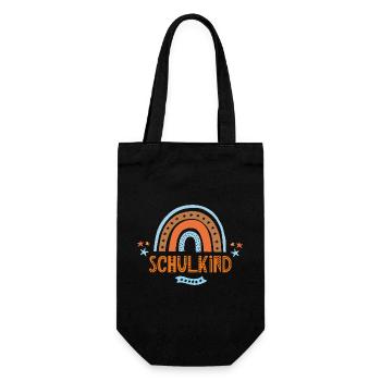 Schulkind Boho Retro Regenbogen - Geschenkbeutel für Flaschen - Schwarz - Vorne