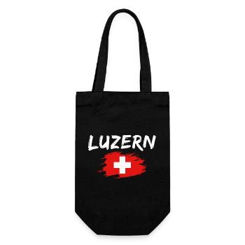Luzern Schweiz Flagge - Geschenkbeutel für Flaschen - Schwarz - Vorne