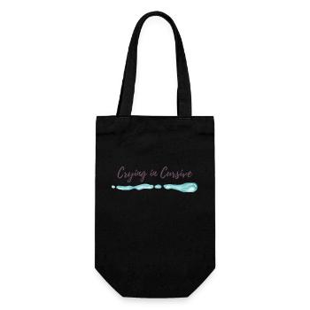 Crying in Cursive Shirt – Soft Girl Sad Aesthetic - Gift Bag for Bottles - black - Front