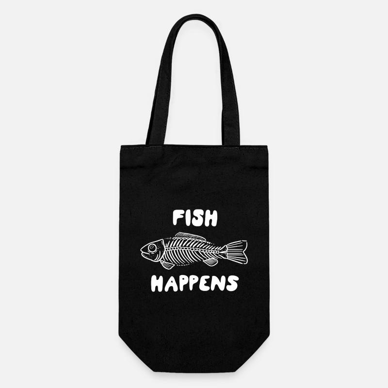 Fish Happens – Funny Fish Skeleton Design - Geschenkbeutel für Flaschen - Schwarz
