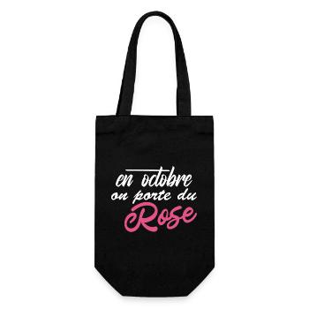 Im Oktober tragen wir Pink - Brustkrebs - Geschenkbeutel für Flaschen - Schwarz - Vorne