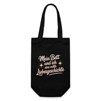 Mein Bett und ich – eine echte Liebesgeschichte - Geschenkbeutel für Flaschen - Schwarz - Vorne