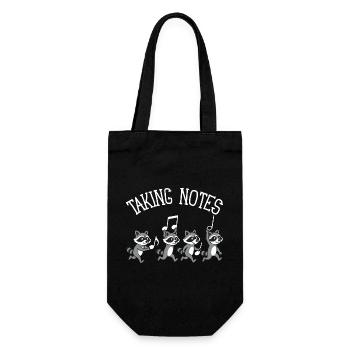 Waschbär Musiknoten Musik - Geschenkbeutel für Flaschen - Schwarz - Vorne