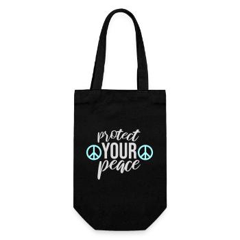 Protect Your Peace Mentale Gesundheit Achtsamkeit - Geschenkbeutel für Flaschen - Schwarz - Vorne