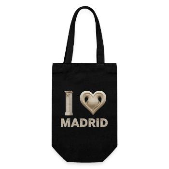 I Love Madrid – Monumentale Architektur - Geschenkbeutel für Flaschen - Schwarz - Vorne