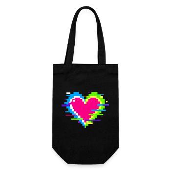Pixel Heart Neon Glitch Rainbow - Gift Bag for Bottles - black - Front