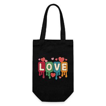 Love Bunte Strick Herzen Romantische Liebe - Geschenkbeutel für Flaschen - Schwarz - Vorne