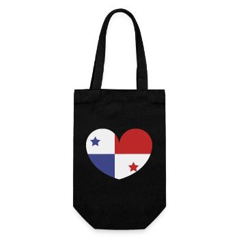 Panama-Herzflagge - Geschenkbeutel für Flaschen - Schwarz - Vorne
