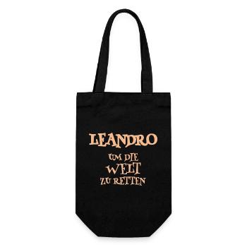 Retter Leandro - Geschenkbeutel für Flaschen - Schwarz - Vorne