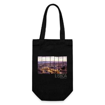 Lissabon Portugal Sonnenuntergang Skyline Souvenir - Geschenkbeutel für Flaschen - Schwarz - Vorne