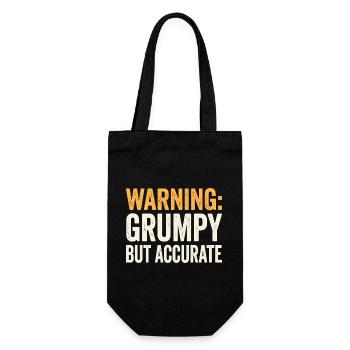 Attention: More grumpy, but more apt and funny - Gift Bag for Bottles - black - Front
