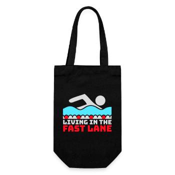 Life In The Fast Lane Schwimmer Lustig Pool Spruch - Geschenkbeutel für Flaschen - Schwarz - Vorne