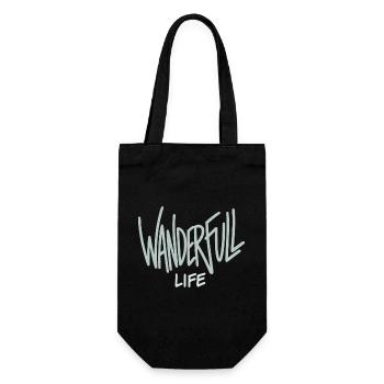 Wanderfull Life - Wortspiel Wandern - Geschenkbeutel für Flaschen - Schwarz - Vorne