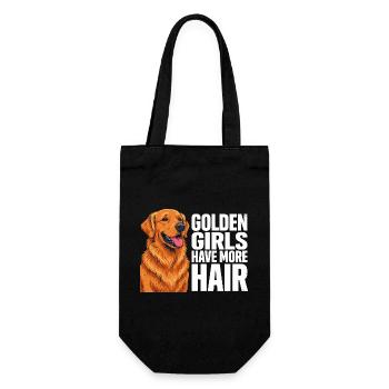 Golden Girls haben mehr Haare, Golden Retriever - Geschenkbeutel für Flaschen - Schwarz - Vorne