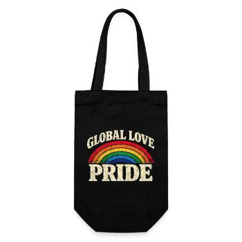 Global Love Pride Regenbogen Vintage T-Shirt  - Geschenkbeutel für Flaschen - Schwarz - Vorne