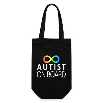 Autist on Board: Neurodiversitäts-Aufkleber - Geschenkbeutel für Flaschen - Schwarz - Vorne