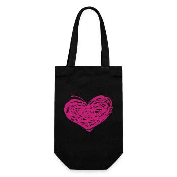 Kritzeln Herz Neonpink - Geschenkbeutel für Flaschen - Schwarz - Vorne