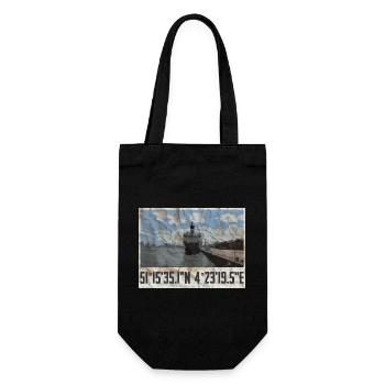 Antwerp port design with geocoordinates - Gift Bag for Bottles - black - Front