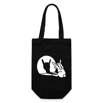 Lustige Kaninchen Schatten Hand Cartoon ROCK Musik METAL - Geschenkbeutel für Flaschen - Schwarz - Vorne