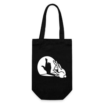 Funny rabbit hand shadow crossed fingers good luck - Gift Bag for Bottles - black - Front