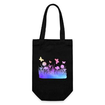 Blumenwiese Wasserfarben Garten Blumen - Geschenkbeutel für Flaschen - Schwarz - Vorne