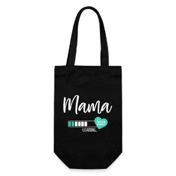 Mama Loading 2023 Herz Baby Junge Werdende Mama - Geschenkbeutel für Flaschen - Schwarz - Vorne