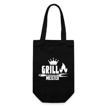 Feuriger Grillmeister mit Krone - Geschenkbeutel für Flaschen - Schwarz - Vorne