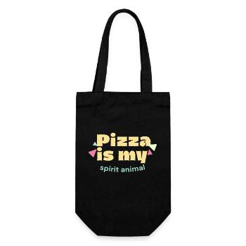 Pizza is my spirit animal funny saying Pizza fan - Gift Bag for Bottles - black - Front