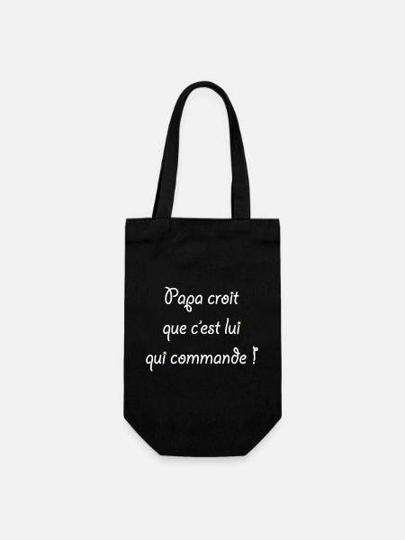 Papa croit que c'est lui qui commande ! - Sac à bouteille - noir