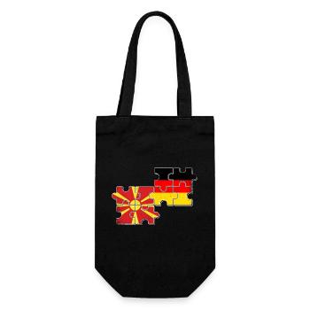 Nordmazedonien Deutschland Flagge - Geschenkbeutel für Flaschen - Schwarz - Vorne