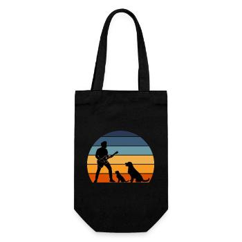 Guitar Player Pet Dog Animal Musician Bassist - Gift Bag for Bottles - black - Front