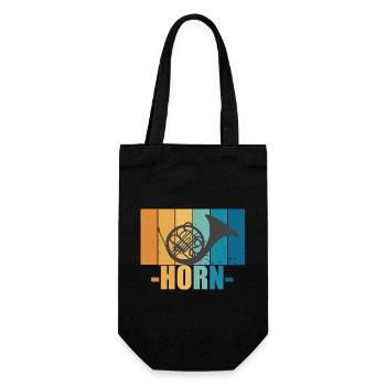Horn Vintage Musiker Instrument Geschenk - Geschenkbeutel für Flaschen - Schwarz - Vorne
